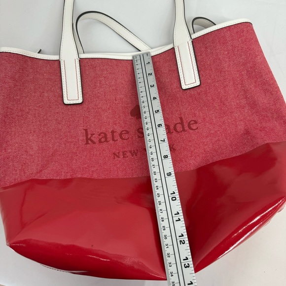 Kate Spade Ash Street Logo Tote Asphalt Red Triple Compartment - Picture 11 of 16